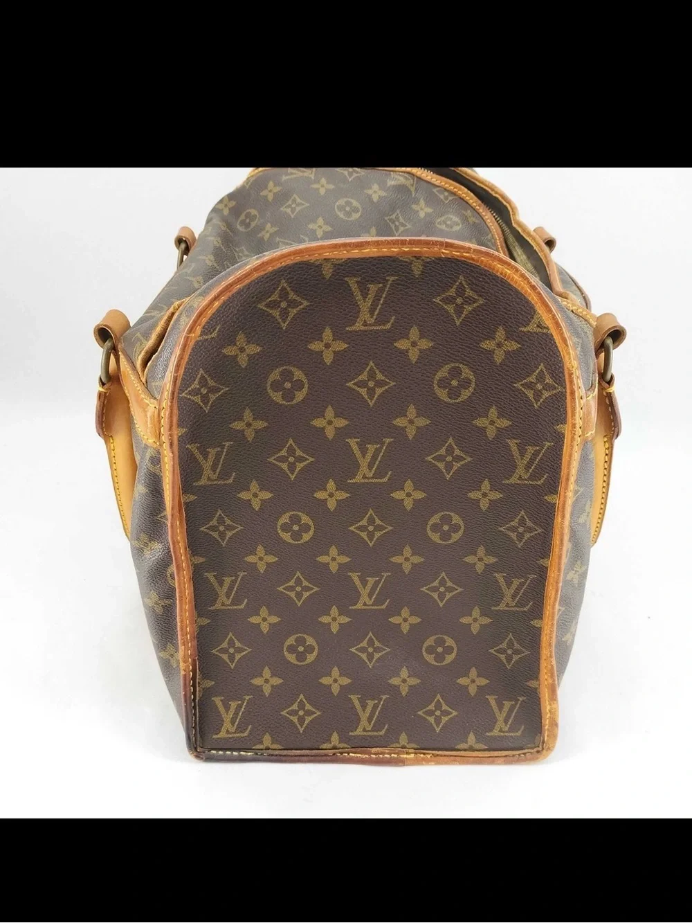 Louis Vuitton Chaussures 40 Brown Monogram Canvas Handbag with Tan Leather Trim